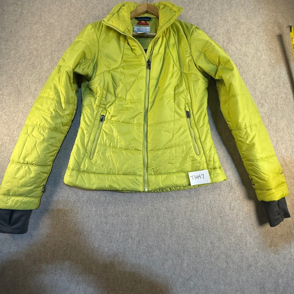 Columbia Omni-Heat Omni-Shield Puffer Jacket Lime Green Womens Medium T1447‎